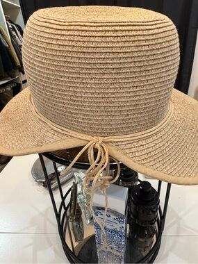 Sol Sana Natural Beige Woven Sun Hat with Tie